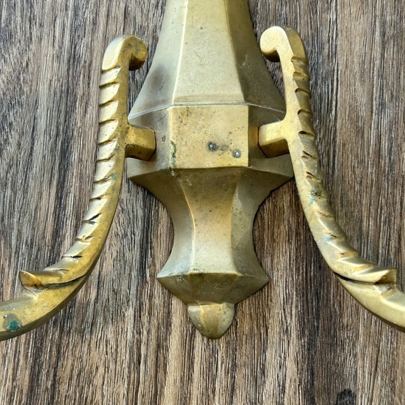 Vintage Solid Brass Double Candle Holder Wall Sconces Made in India Star Motif - Picture 4 of 10